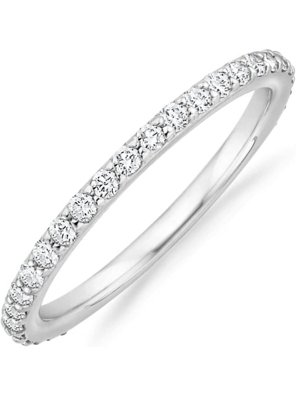 14K Gold Plated Stackable CZ Eternity Ring for Women - Elegant White Gold Style